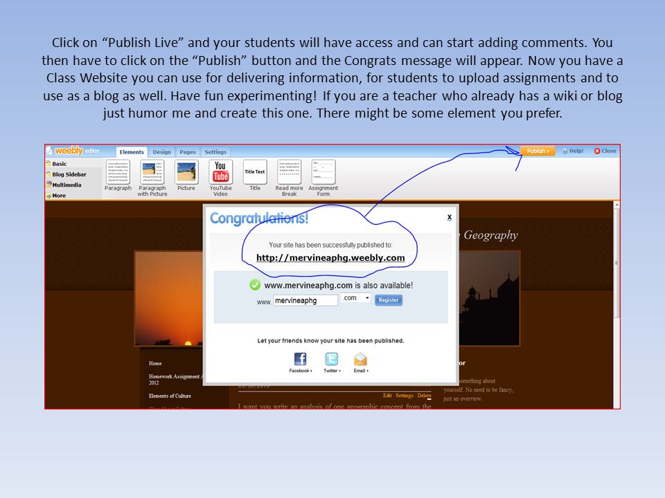 Click on Publish Live and your students will have access and can start adding comments.