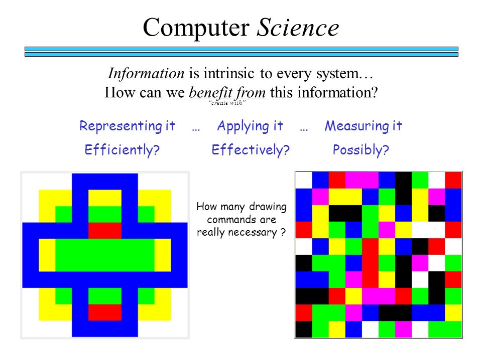 Computer Science Information is intrinsic to every system… How can we benefit from this information.