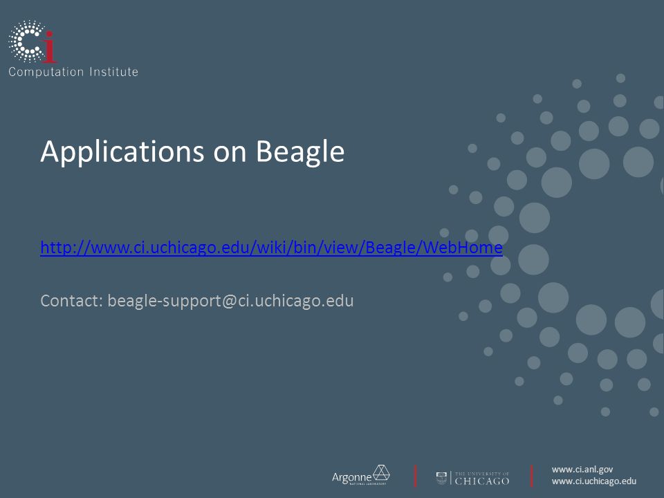 Applications on Beagle   Contact:
