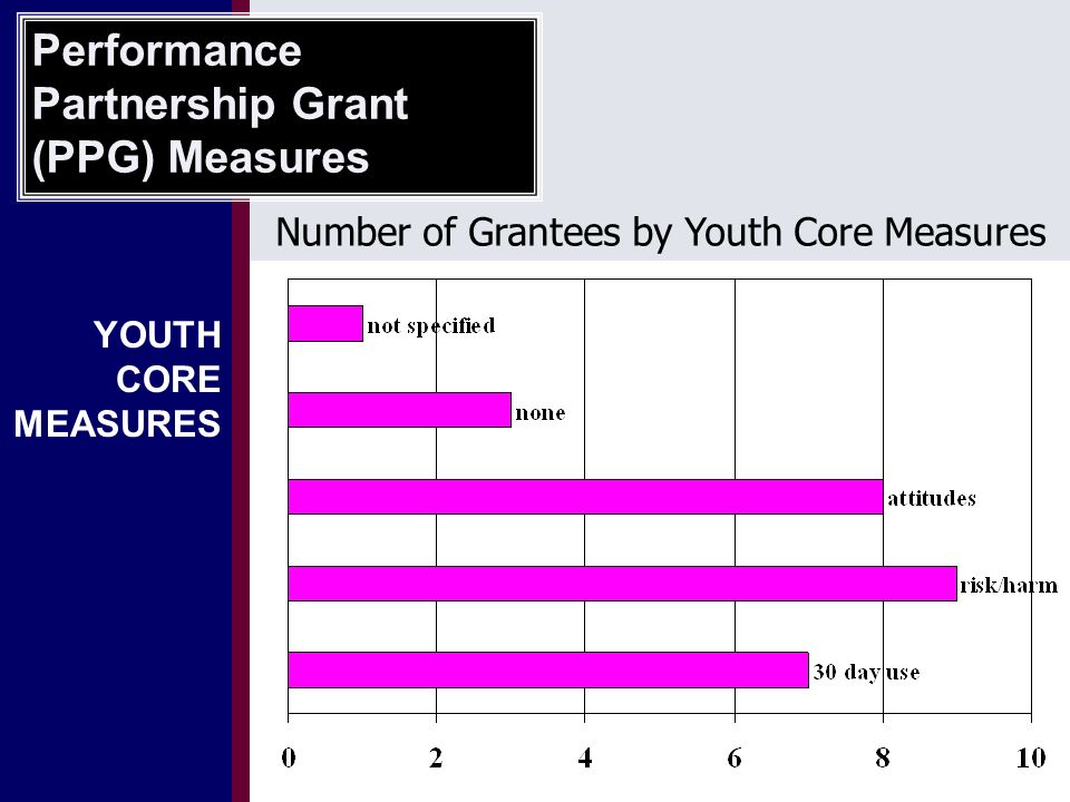YOUTH CORE MEASURES Performance Partnership Grant (PPG) Measures Number of Grantees by Youth Core Measures