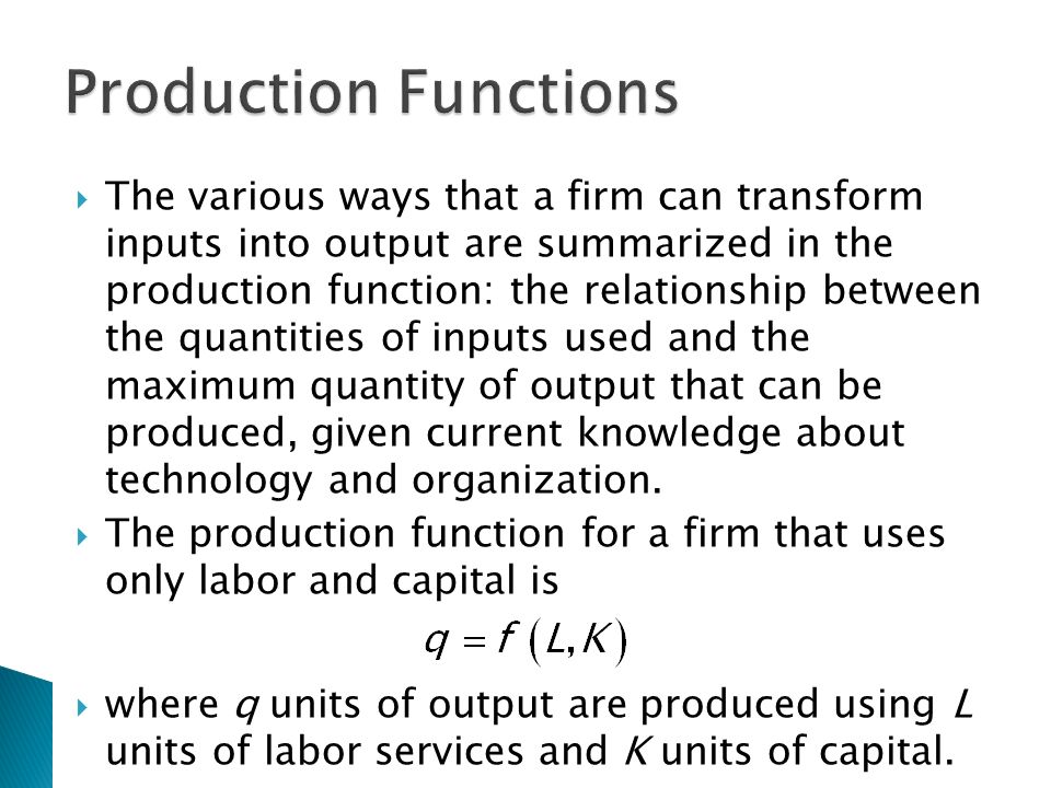 organization of production function