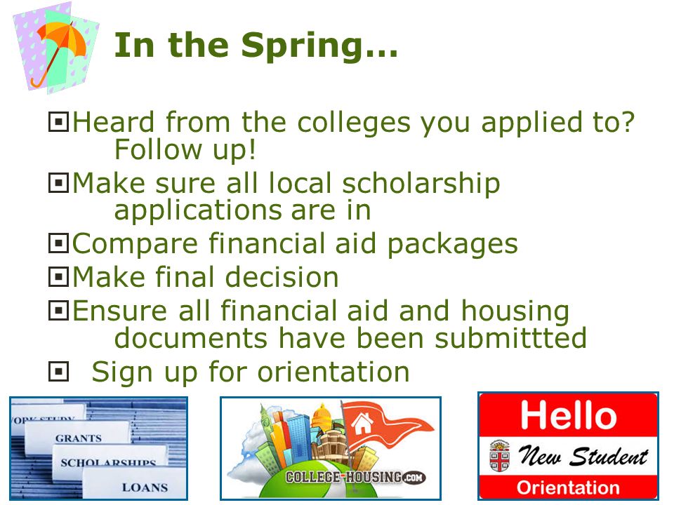 In the Spring…  Heard from the colleges you applied to.