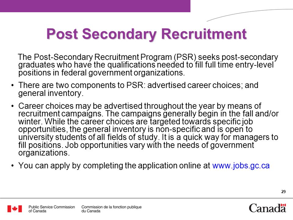 Information on Federal Recruitment Programs Presentation for 