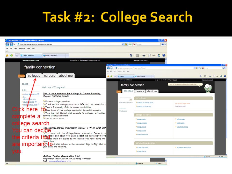 Click here to complete a college search. You can decide the criteria that are important to you.