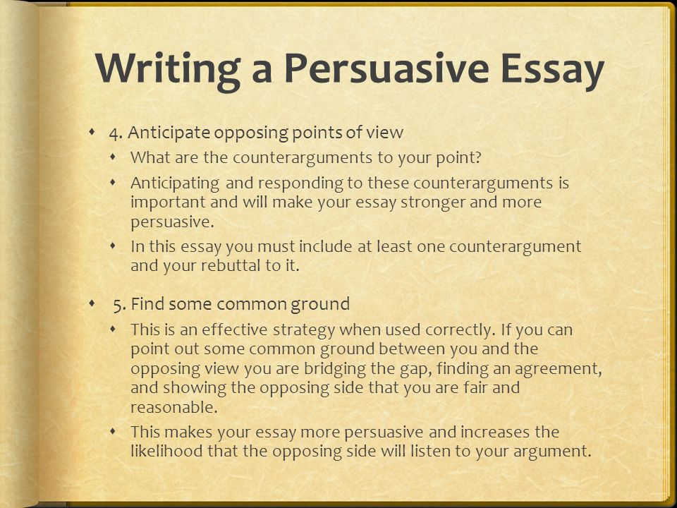 Writing a Persuasive Essay  4.