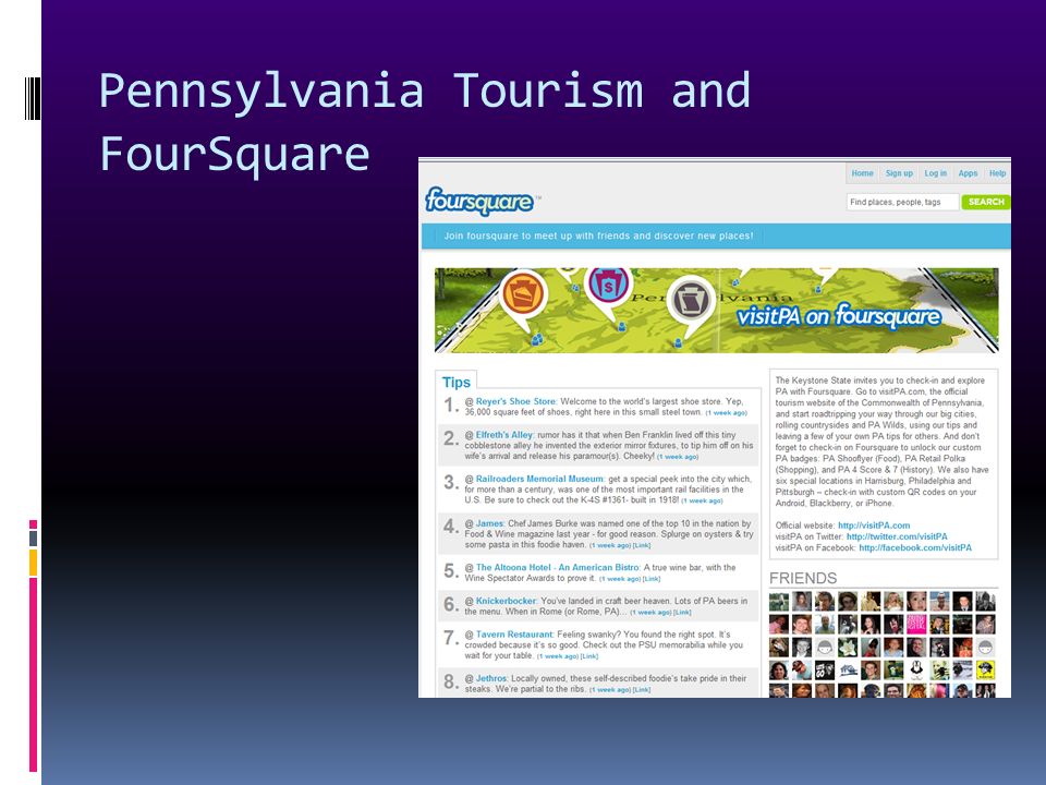 Pennsylvania Tourism and FourSquare