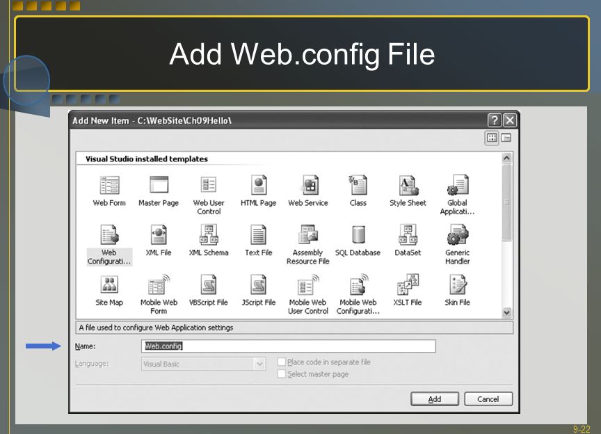 9-22 Add Web.config File