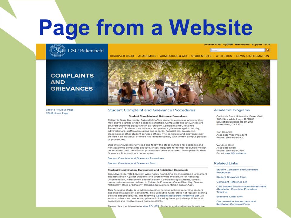 Page from a Website
