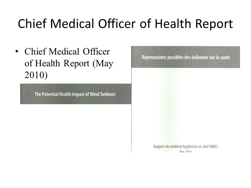 Chief Medical Officer of Health Report Chief Medical Officer of Health Report (May 2010)