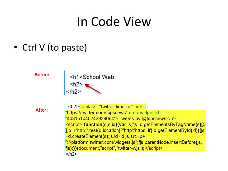 In Code View Ctrl V (to paste)