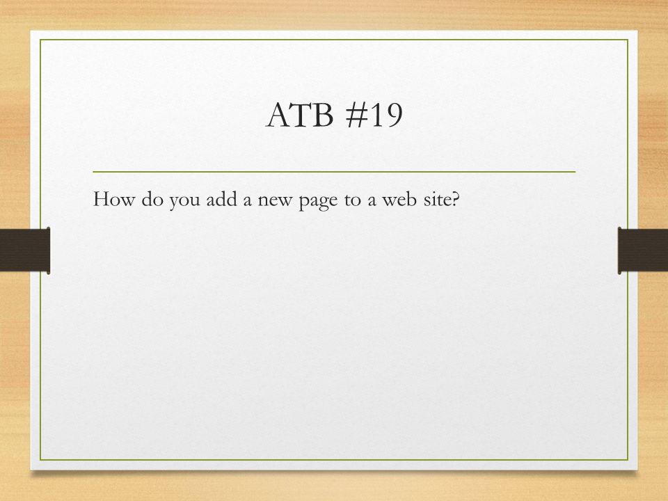 ATB #19 How do you add a new page to a web site