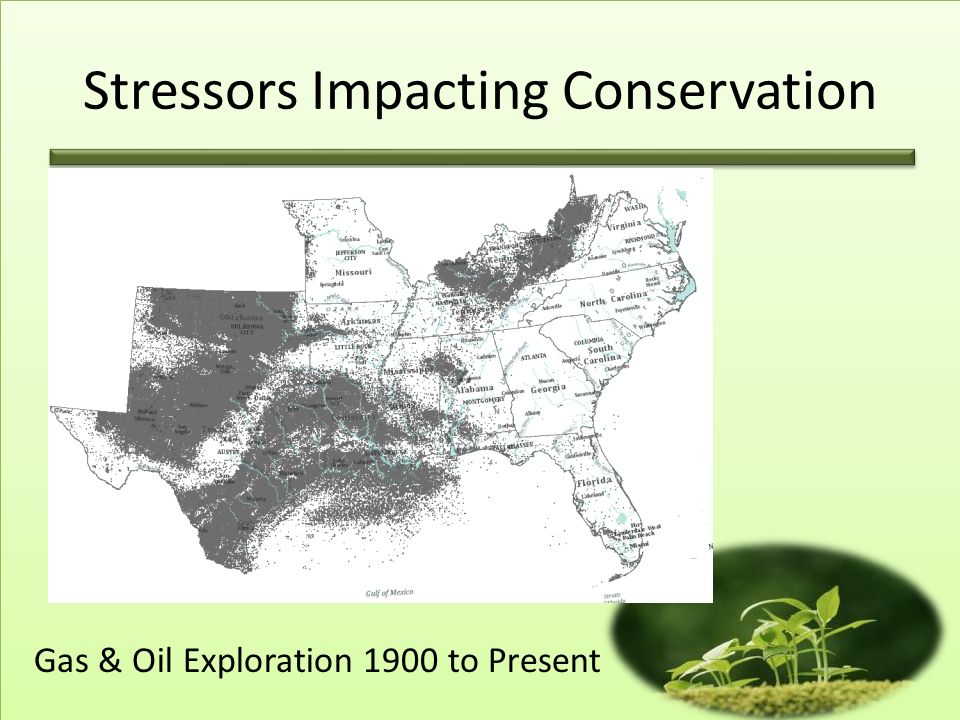 Stressors Impacting Conservation Gas & Oil Exploration 1900 to Present
