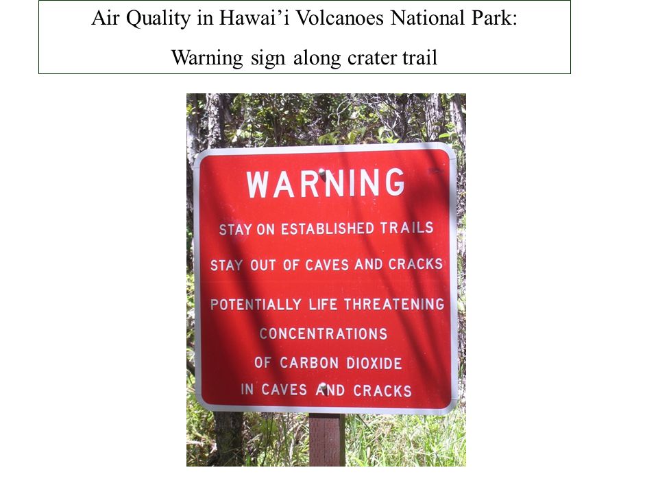 Air Quality in Hawai’i Volcanoes National Park: Warning sign along crater trail