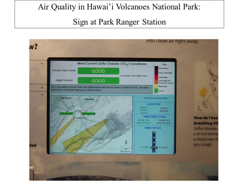 Air Quality in Hawai’i Volcanoes National Park: Sign at Park Ranger Station