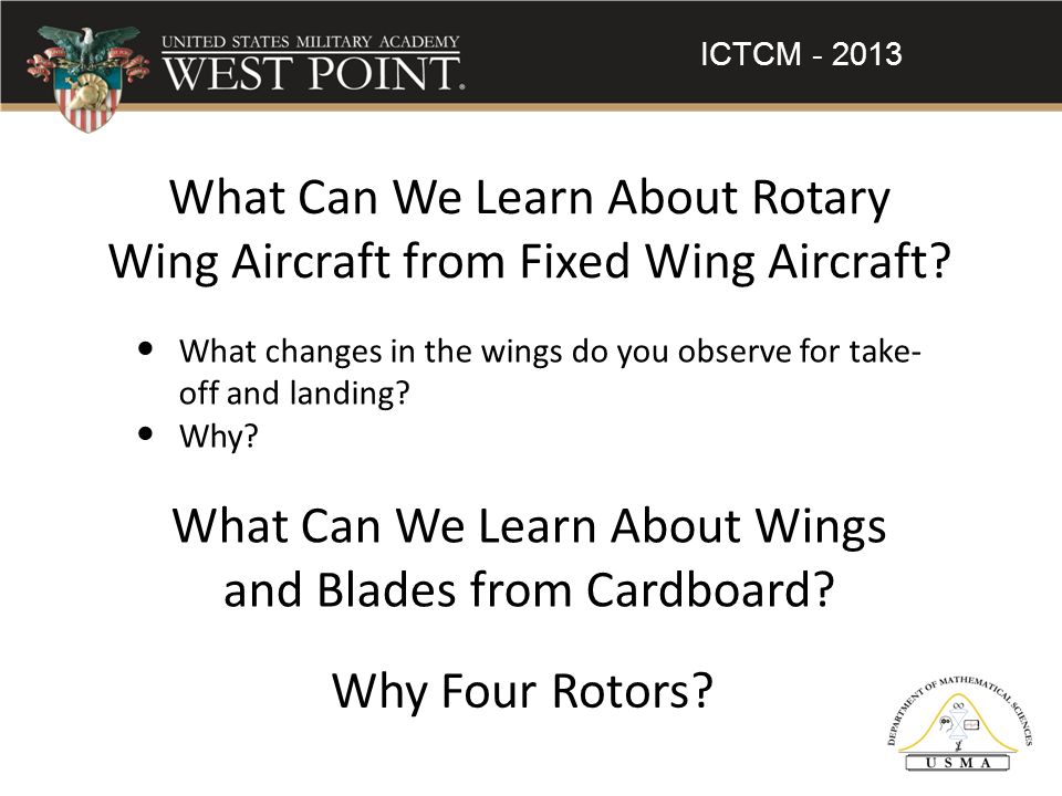 ICTCM What Can We Learn About Rotary Wing Aircraft from Fixed Wing Aircraft.
