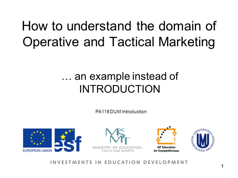 1 pa116 dum introduction 1 how to understand the domain of operative