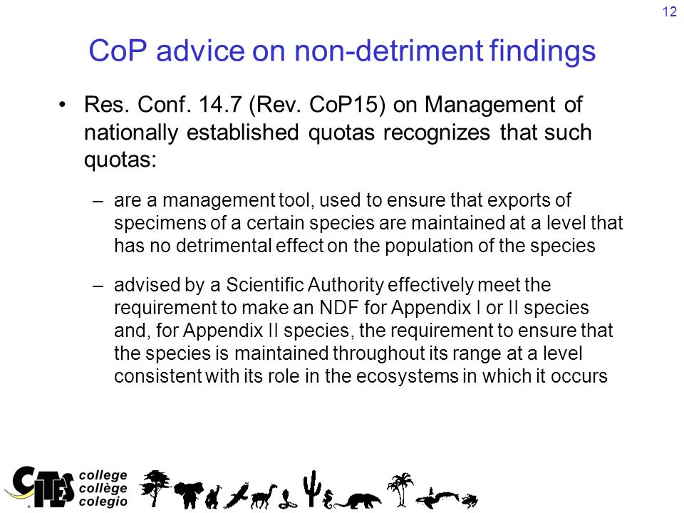 12 CoP advice on non-detriment findings Res. Conf.