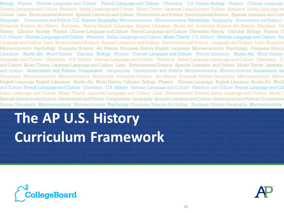 The AP U.S. History Curriculum Framework 16