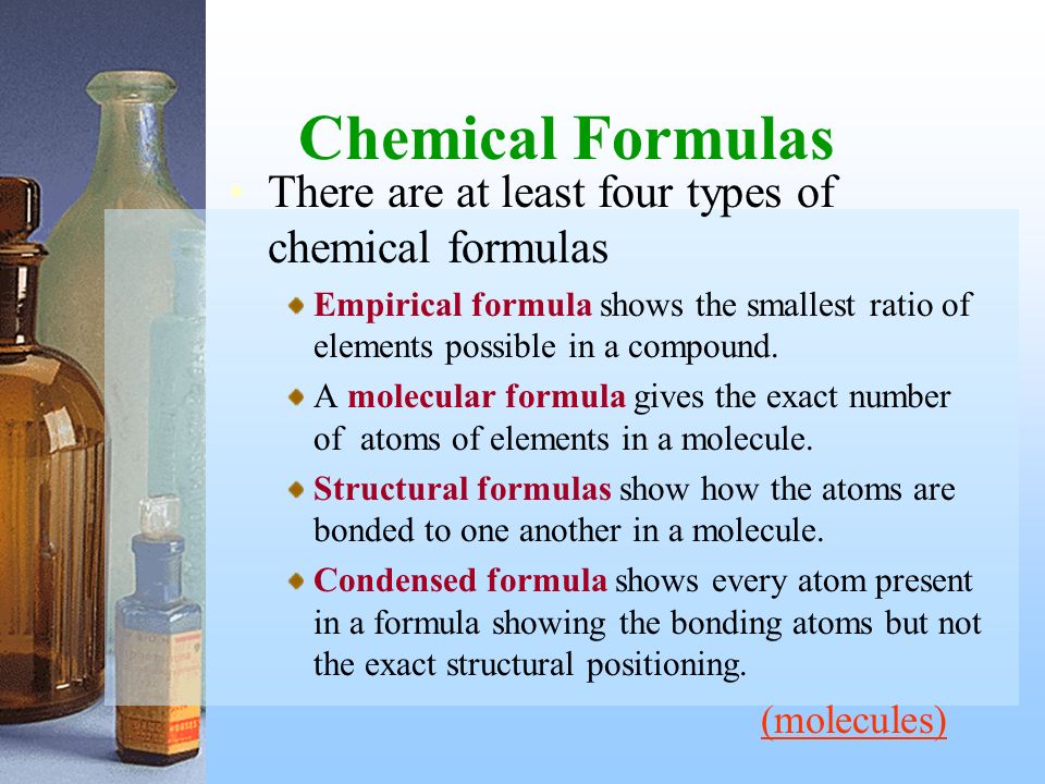 Chemical Formulas; Molecular and Ionic Substances Molecular substances A molecule is a definite group of atoms that are chemically bonded together – that is, tightly connected by attractive forces.
