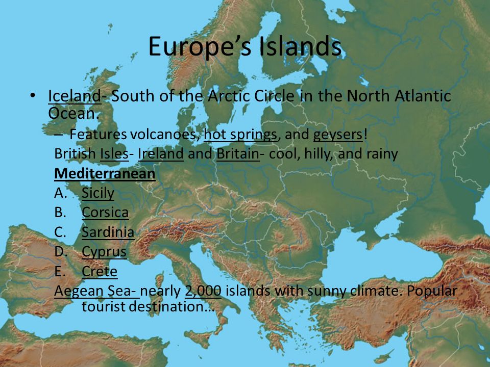 physical map of europe islands