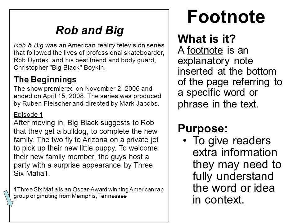 Footnote What is it.