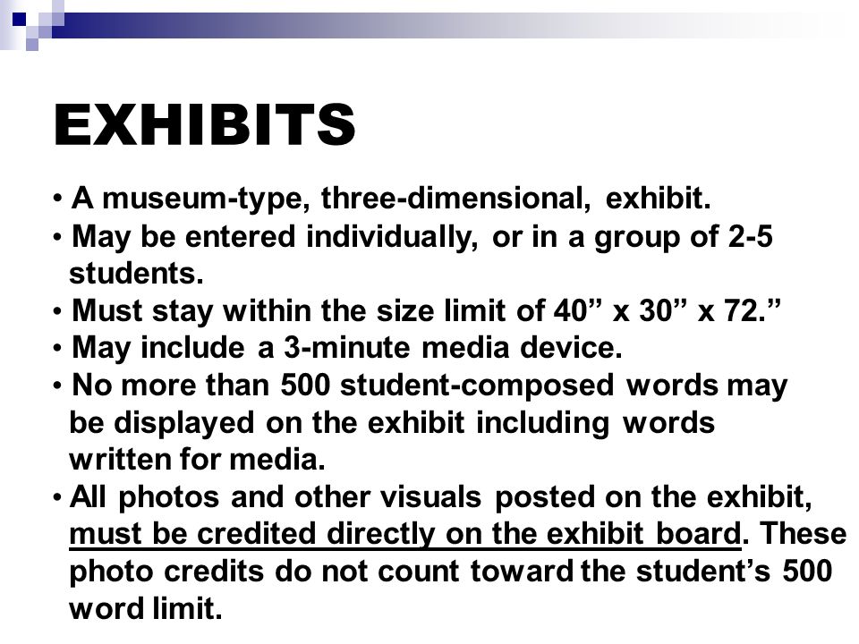 EXHIBITS A museum-type, three-dimensional, exhibit.