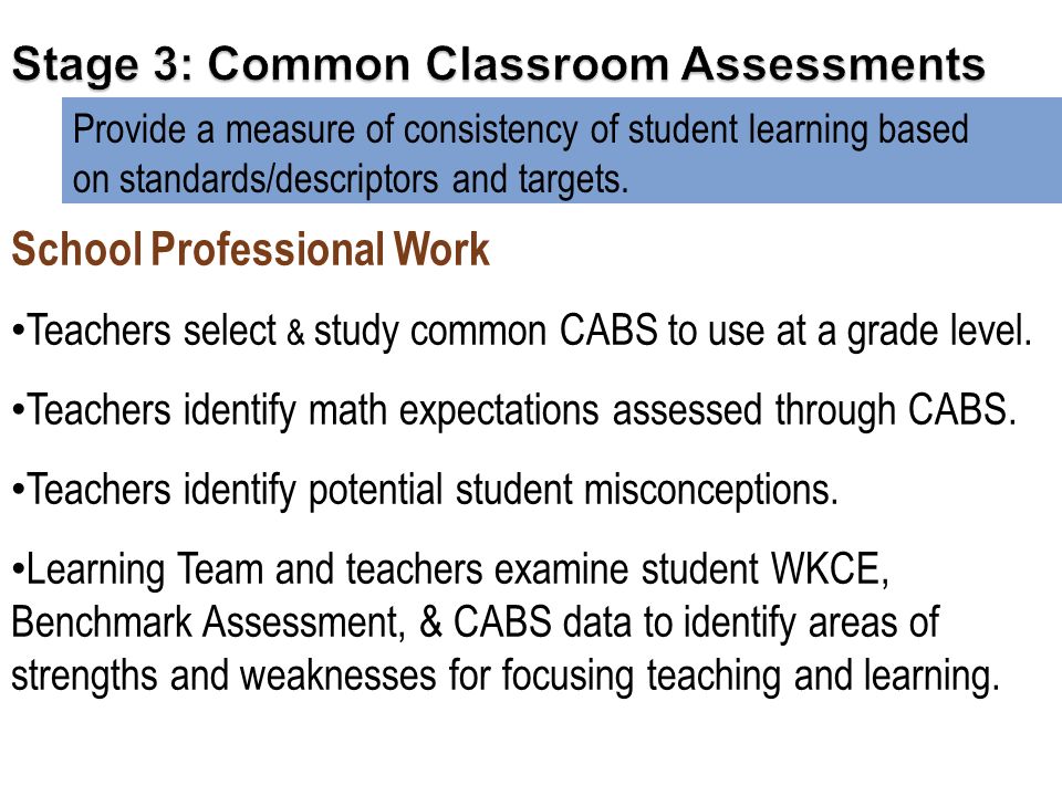 Provide a measure of consistency of student learning based on standards/descriptors and targets.
