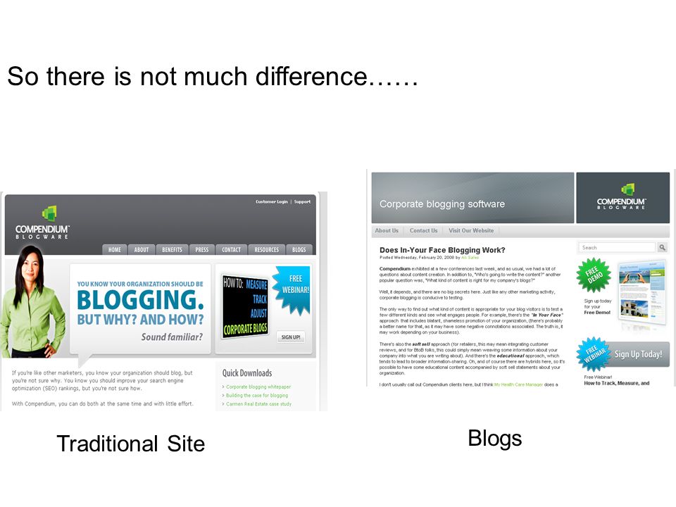 So there is not much difference…… Traditional Site Blogs