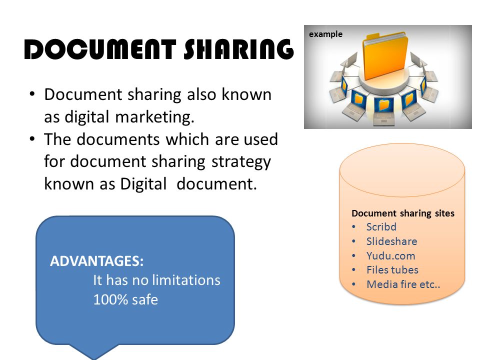 DOCUMENT SHARING Document sharing also known as digital marketing.