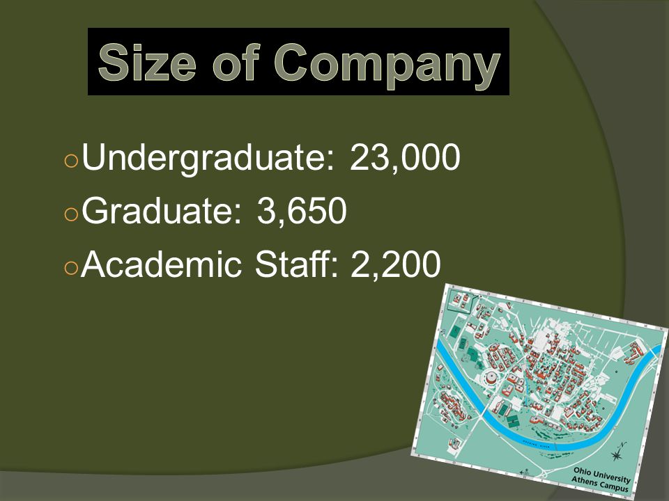 ○ Undergraduate: 23,000 ○ Graduate: 3,650 ○ Academic Staff: 2,200