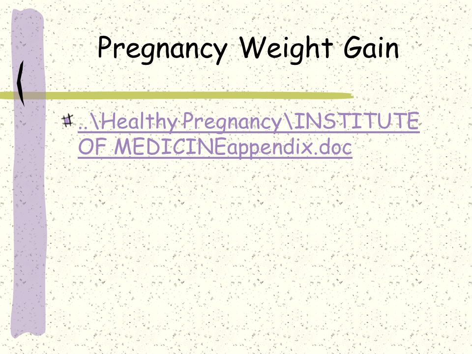 Pregnancy Weight Gain..\Healthy Pregnancy\INSTITUTE OF MEDICINEappendix.doc