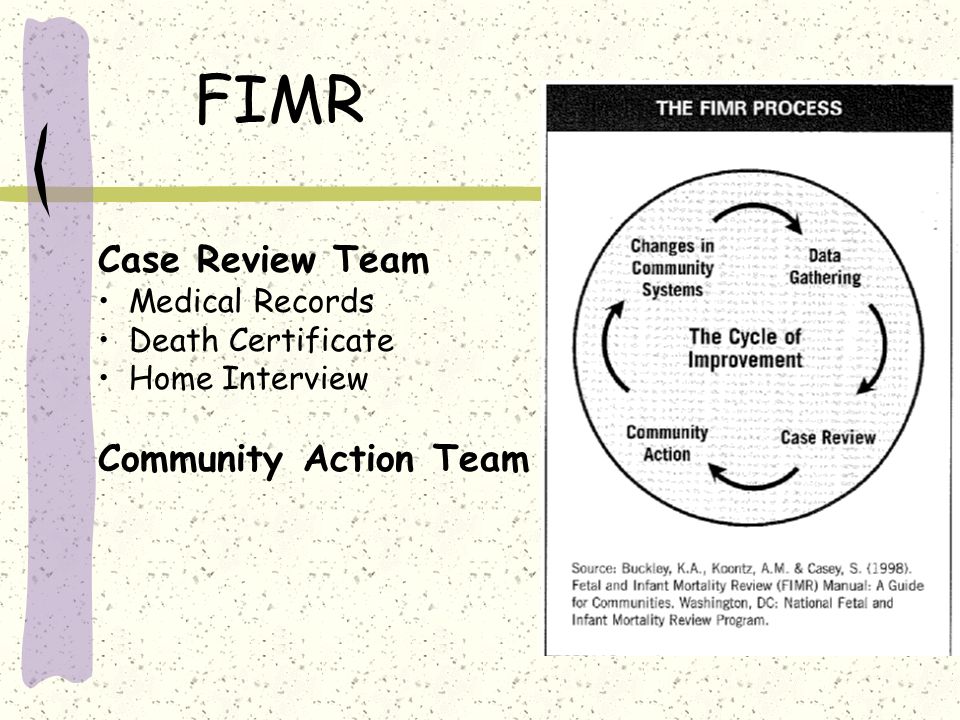 Case Review Team Medical Records Death Certificate Home Interview Community Action Team FIMR