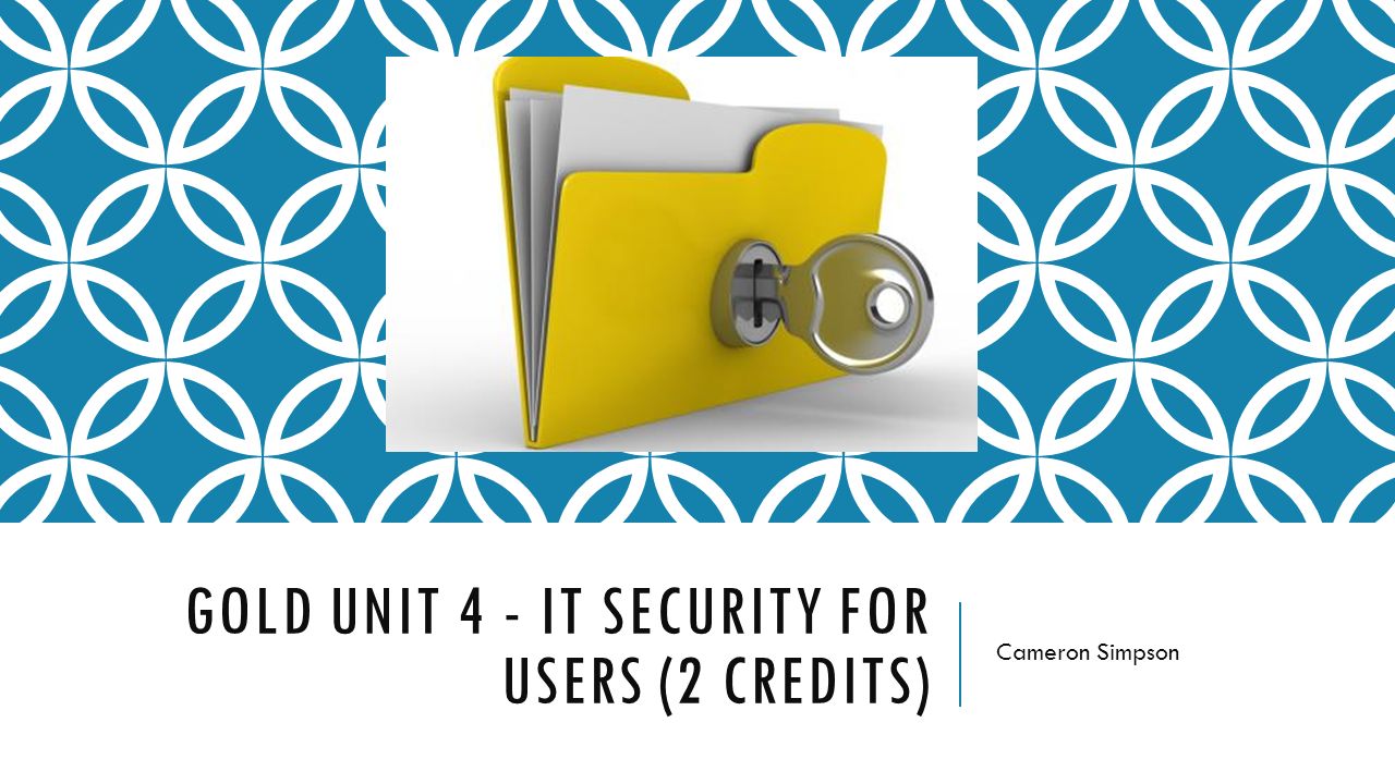 GOLD UNIT 4 - IT SECURITY FOR USERS (2 CREDITS) Cameron Simpson