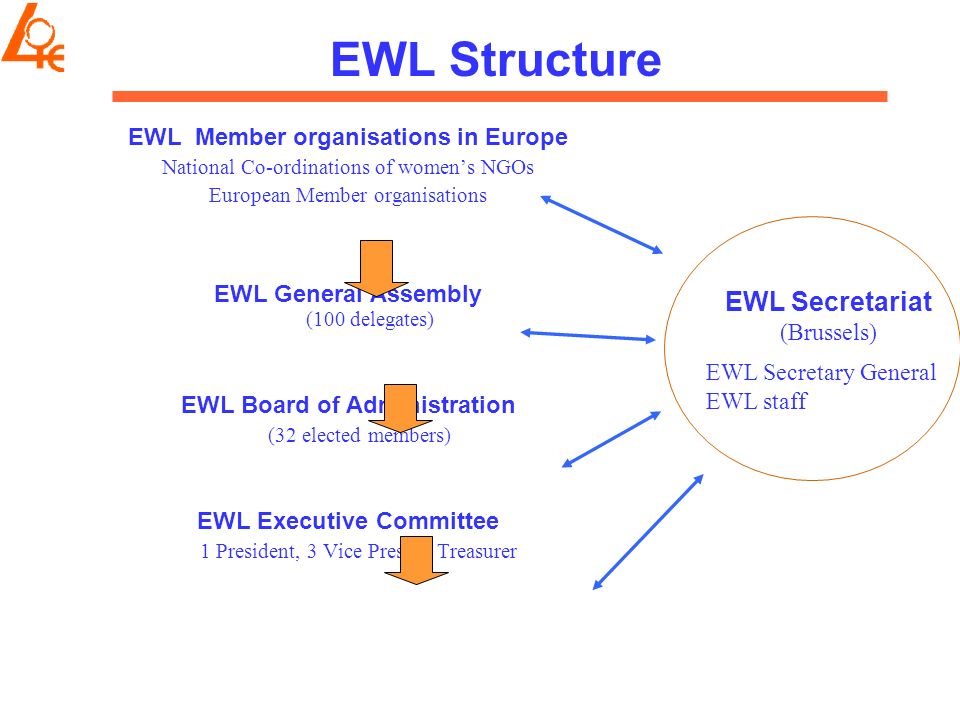 The EWL Mission To ensure gender equality in the EU To promote the empowerment of all women To strengthen women’s social and economic rights To combat all forms of violence against women and to ensure women’s human rights To support women’s diversity