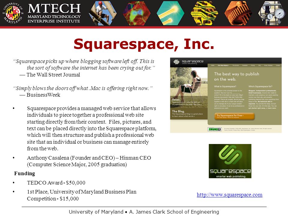 University of Maryland A. James Clark School of Engineering Squarespace, Inc.