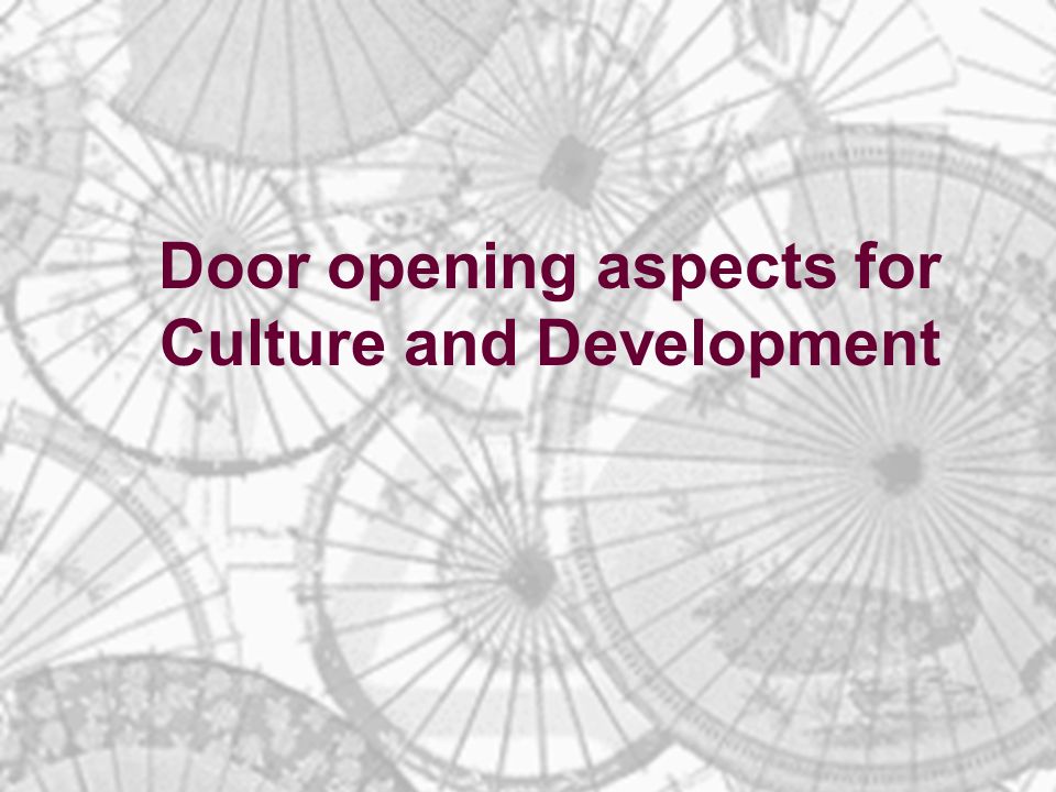 Door opening aspects for Culture and Development