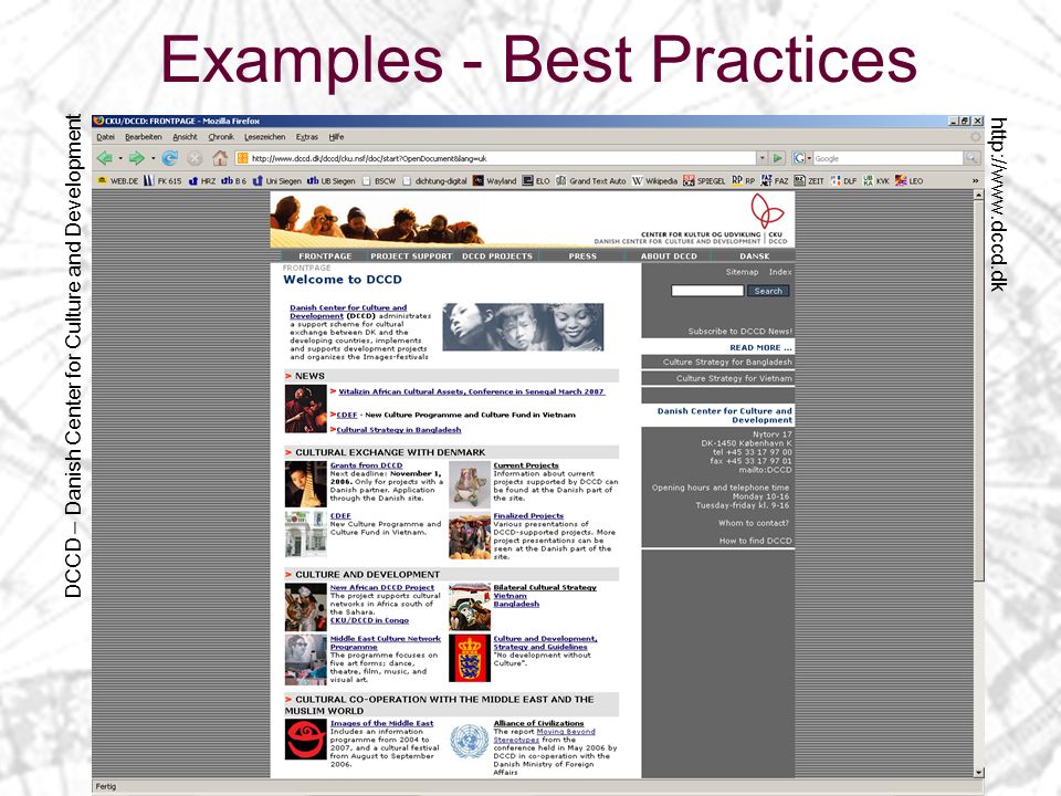 Examples - Best Practices DCCD – Danish Center for Culture and Development