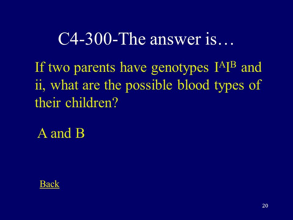 19 C4-200-The answer is… If an organism has a diploid number of 30, what is it’s haploid number 15 Back