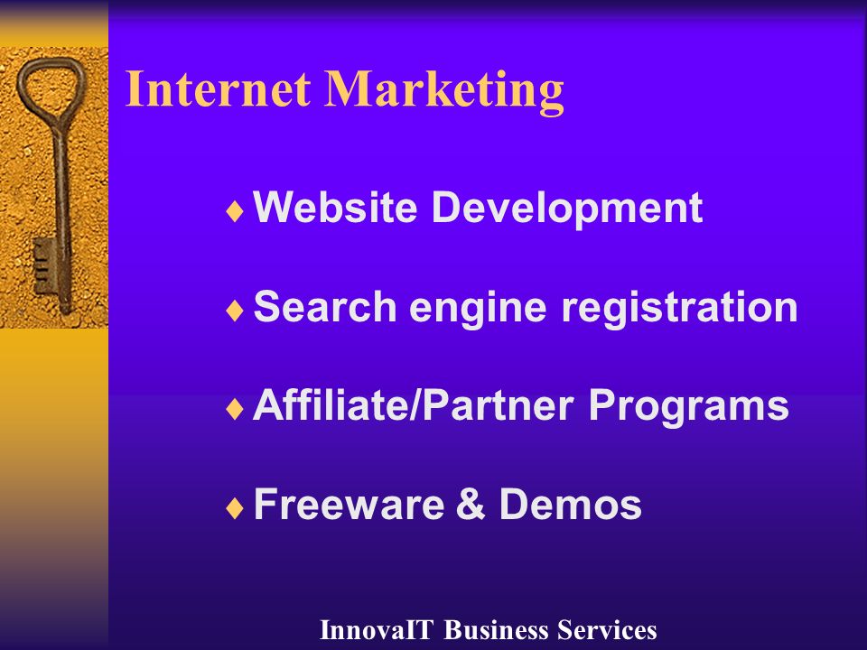 InnovaIT Business Services Internet Marketing  Website Development  Search engine registration  Affiliate/Partner Programs  Freeware & Demos