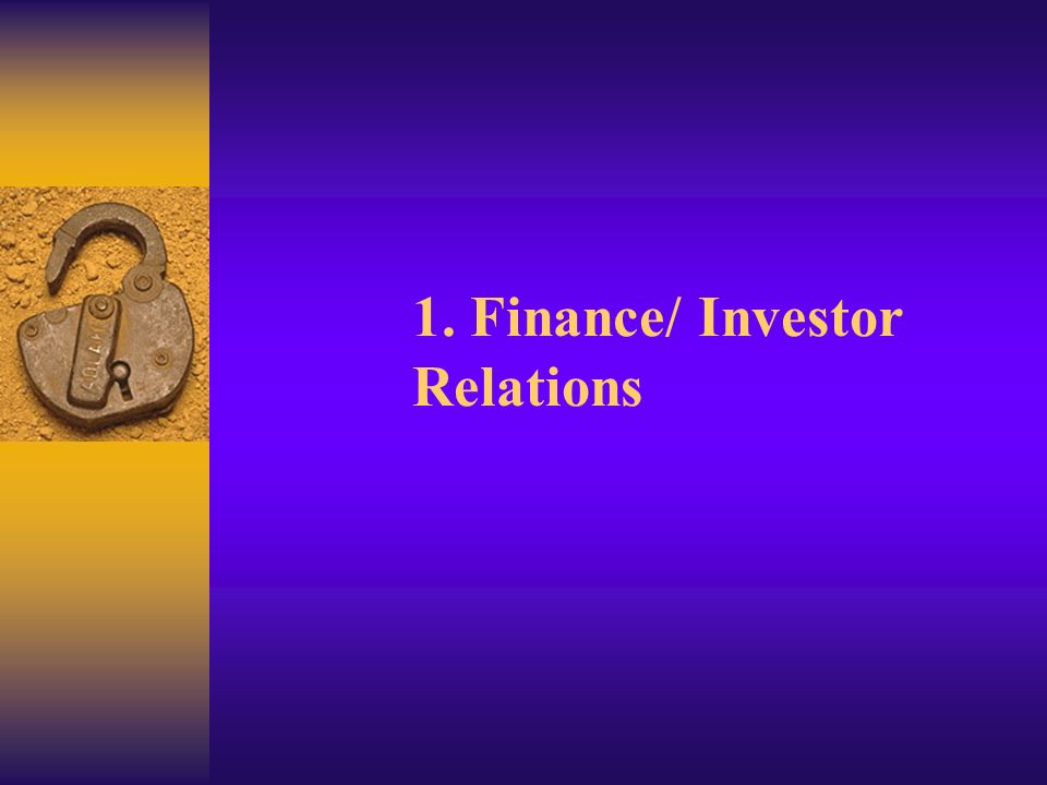 1. Finance/ Investor Relations