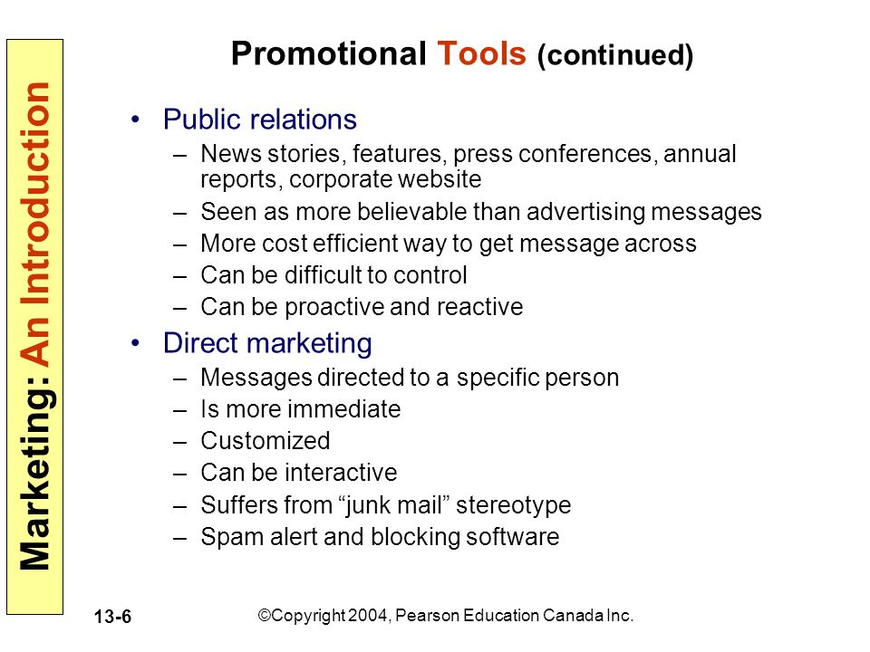 Marketing: An Introduction ©Copyright 2004, Pearson Education Canada Inc.