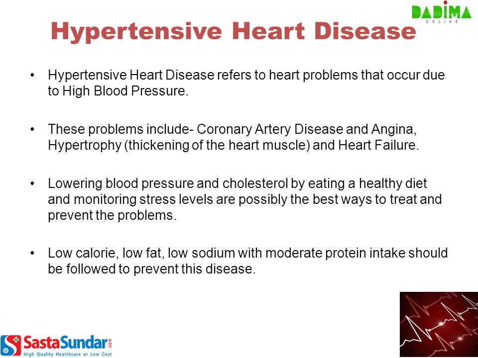 Hypertensive Heart Disease refers to heart problems that occur due to High Blood Pressure.