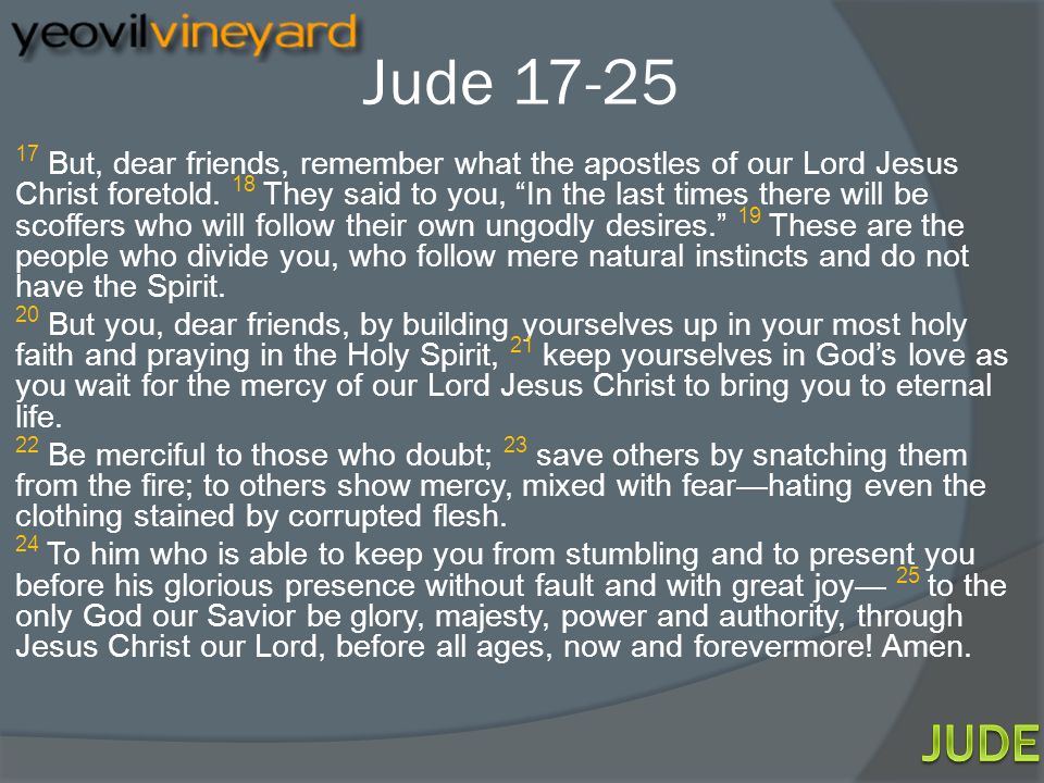 17 But, dear friends, remember what the apostles of our Lord Jesus Christ foretold.