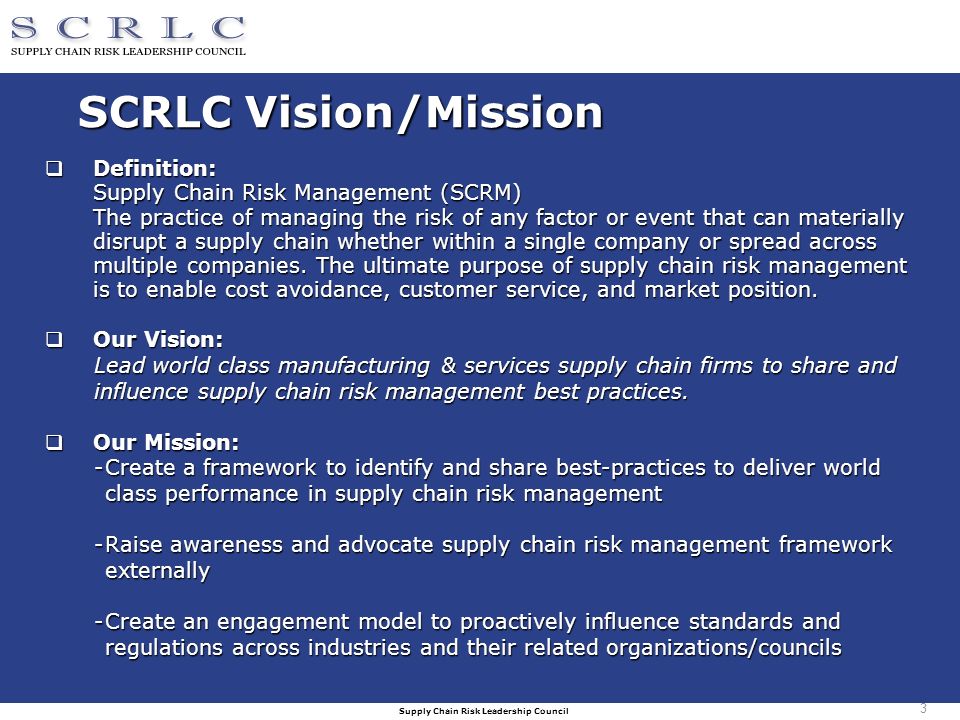 Supply Chain Risk Leadership Council 1 Meeting Agenda Council Structure Overview Applied Materials Host Austin Tx May 17 19 Ppt Download