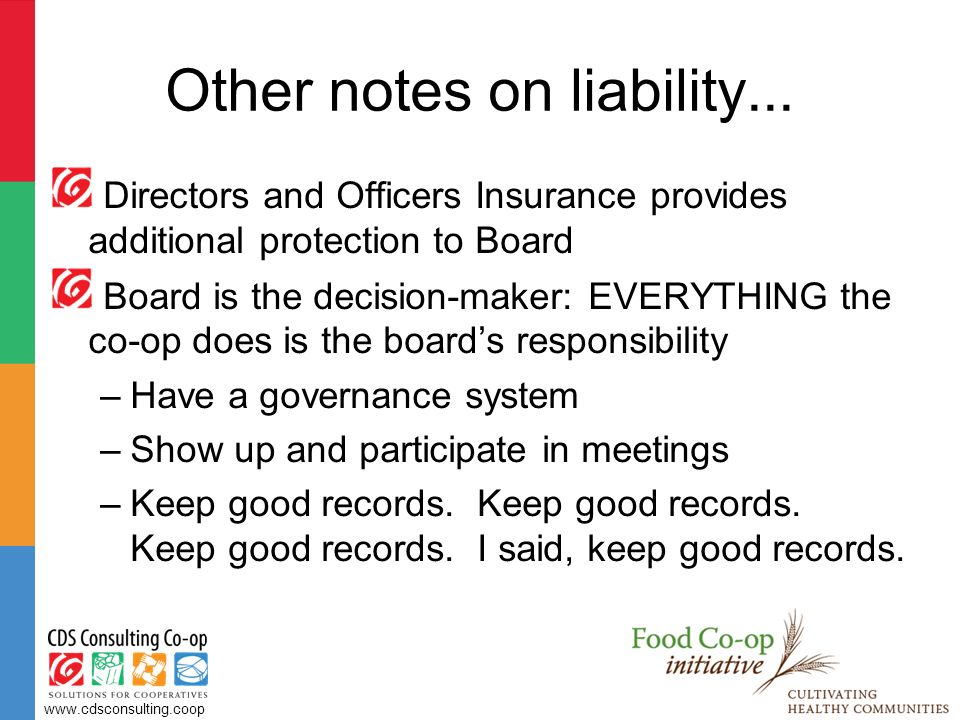 Other notes on liability...