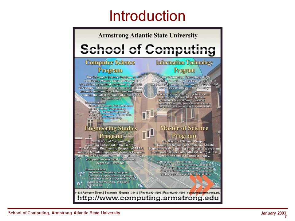 School of Computing, Armstrong Atlantic State University January Introduction