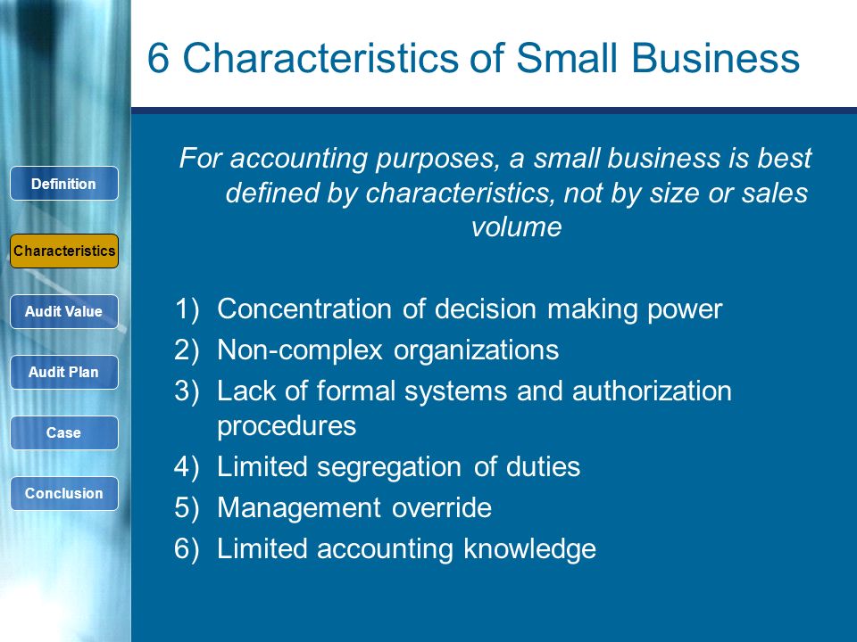 what are the characteristics of small business