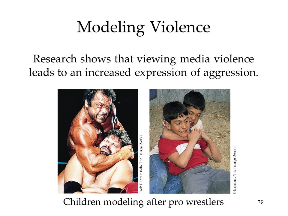 79 Modeling Violence Research shows that viewing media violence leads to an increased expression of aggression.