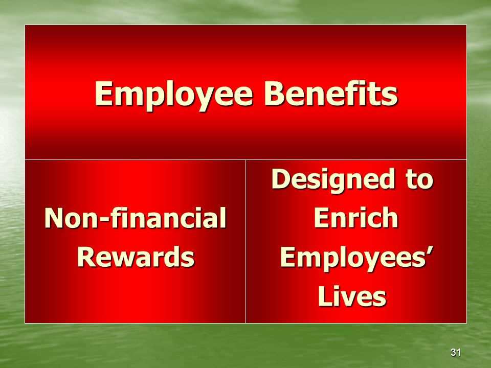 31 Designed to EnrichEmployees’LivesNon-financialRewards Employee Benefits