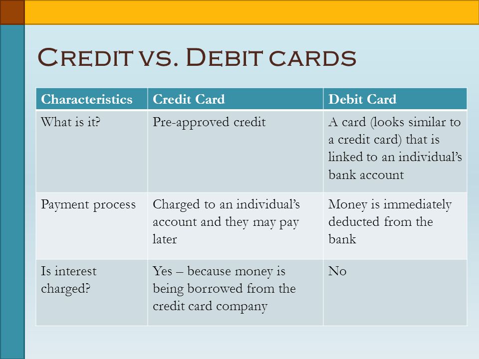 Credit vs.